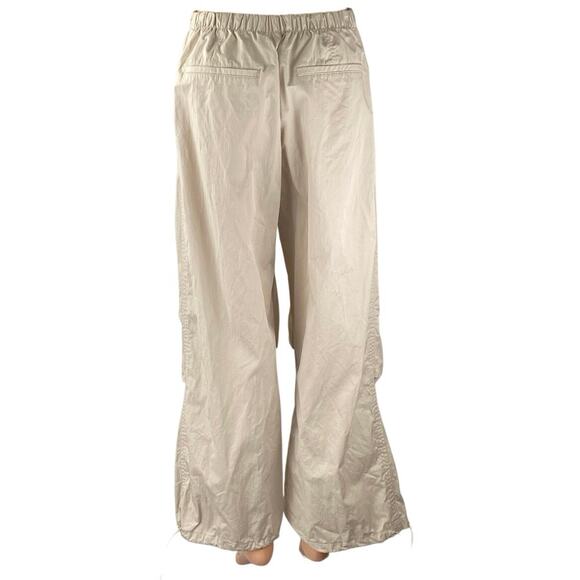 Zara Beige High Waist Baggy Wide Leg Windbreaker Parachute Trousers Pants Size S - Picture 3 of 5